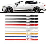 2 PCS Voiture de Sport de Course Bandes latérales de Porte Stickers sur la Jupe Autocollants Vinyle, pour Audi A3 A4 A5 A6 A7 Q2 Q3 Q5 RS3 RS4 RS5 TT Autocollants universels Accessoires