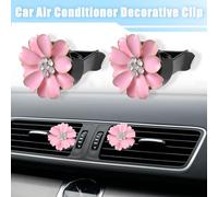 2 pcs Voiture Faux Cristal Fleur Forme Clips pour Air Conditionneur Sortie Rose