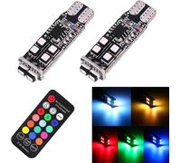 2 PCS W5W 194 T10 Multicolore 10 SMD 3535 LED Auto Clearance Light Marker Light with Remote Control, DC 12V