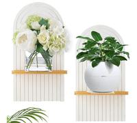 2 Pcs Wooden Wall Shelf, Étagère Murale Blanche, Support Mural Bohème, Étagères Murales Flottantes Blanches, Convient pour La Décoration Murale de la Salle De Classe, Du Bureau, De la Chambre d'Enfant