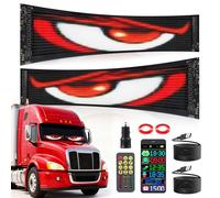 2 PCS Yeux LED pour Camion, Diable LED Personnalisable pour Voiture - Panneau Lumineux Flexible avec Télécommande et Contrôle APP, compatible avec Auto, Camion (374 x 92 mm)