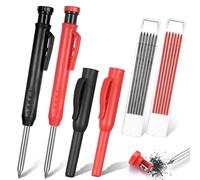 2 PcsCrayon de Chantier Professionnel, Crayon Charpentier Traçage avec 12 Mines Recharges de Crayons de Charpentier 2,8mm, Crayons Charpentiers Marqueur à Trou Profond pour Menuiserie Construction