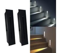 2 Pec Eclairage Escalier Exterieur 3W LED Appliques Escalier 230V Applique Murale encastrée IP65 Etanche LED Intérieur 3000K Blanc Chaud Pour Escaliers Jardin (Boîtier Noir, Blanc Froid 6000K)