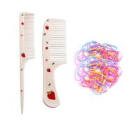 2 Peignes À Fraises, Paquet D'Élastiques De Couleur Gelée, Peignes De Dessins Animés, Brosses À Cheveux Pour Enfants, Ensembles Pour Filles