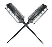 2 Peignes de Coloration Capillaire Double, Noir, Plastique | Application Rapide à Domicile, Double Embout Rat Tail, Lot de 2 Pièces pour Teinture Uniforme