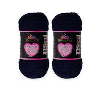 2 pelotes de fil Himalaya super doux, 100 % acrylique, total 400 g : chaque écheveau pèse 200 g, 328 mètres de long (308 yards), poids du fil : 4 : aran peigné (bleu foncé 80809)