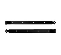 2 Pentures Aluminium Percées L.776 mm Ø 14 mm - 7 Trous Carrés 7,5 mm - Déport 19×60 mm - Fixation Volet Battant - Finition Noire
