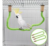 2 Perchoirs en Corde avec Balançoire pour Oiseaux, Accessoires pour Cage, Perche à Griffer et Escalader pour Perroquets, Perruches, Calopsittes, Conures et Pigeons