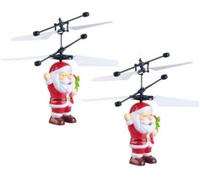 2 pères Noël volants à lumière LED multicolore Simulus
