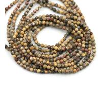 2 Perles rondes en pierres naturelles de 3,0 mm, minuscules cristaux de quartz rose et d'améthyste, perles de pierres précieuses pour la création de bijoux et de bracelets DIY - Jaspe léopard - 3,0