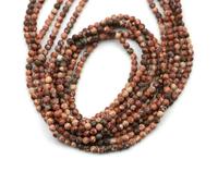 2 Perles rondes en pierres naturelles de 3,0 mm, minuscules cristaux de quartz rose et d'améthyste, perles de pierres précieuses pour la création de bijoux et de bracelets DIY - Jaspe léopard rouge