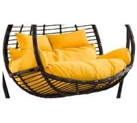 2 Person Suspendu Hamac Oeuf Chaise Coussins Balançoire Panier Suspendu Coussin de Siege avec Oreiller Épaissir Siège de Chaise Rotin Fauteuil Chaise Suspendue d'extérieur pour Deux Personnes