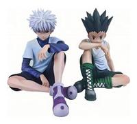 2 personnages anime Killua Zoldyck Action Figure Gon Freecss Marque Générique, modèle assis, figurine en PVC, décoration de collection, cadeau pour les fans d’anime, 12 cm Marque Générique