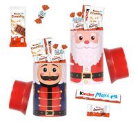2 Personnages de Noël garnis de 30 chocolats Kinder Schokobons, mini Bueno, Maxi & Country | Idéal pour déposer sous le sapin