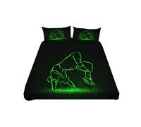 2 Personnes Ensemble Literie Style Sportif Hip Hop Parkour Noir Vert fluorescent Bleu Violet Housse de Couette Avec Fermeture éclair, Enfant Garçon Adolescent (Style 1,240x220 cm + 50x75 cm * 2)