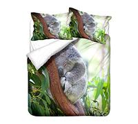2 Personnes Parure de Lit Animaux Marins Garçon Fille Dauphin Ours Polaire Pingouin Bébé Koala Sceller Tortue Modèle Housse de Couette Zippée et Taie d'oreiller 80x80 cm (Vert,200 x 200 cm)