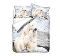 2 Personnes Parure de Lit Animaux Marins Garçon Fille Dauphin Ours Polaire Pingouin Bébé Koala Sceller Tortue Modèle Housse de Couette Zippée et Taie d'oreiller 80x80 cm (Blanc,220 x 240 cm)
