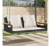 vidaXL Balancelle avec Coussins Noir 109x62x40 cm résine tressée, balancelle, Chaise Suspendue, siège de balançoire, balancelles, Chaise hamac