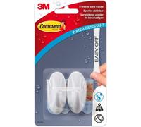 3M Command Crochet adhésif ovale petit plastique blanc – Supporte 450 g – Lot de 2