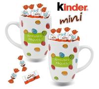 2 Petits Mugs garnis de 20 chocolats Kinder Schokobons et Mini Bueno | Parfait pour offrir ou décorer la table de Pâques