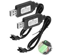 2 Pezzi 7.4V USB Chargeur Câble RC Universel avec Connecteur SM-4P Plug pour 2S 7.4V LiPo Batterie Compatible avec Voiture RC Bateau Drone Avions RC et Autres Jouets télécommandés, LED Indicatrice
