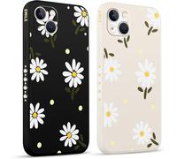 2 Pezzi Cover Per Apple Iphone 13 6.1" Margherita Crisantemo Romantico Disegno Morbido Donne Protezione Sottile Anti Fotocamera Silicone Tpu Custodia Morbida Antiurto Case