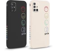 [2 Pezzi Cover Per Samsung Galaxy A71 4g 6.7"", Aesthetic Custodia Morbide Silicone Con Smile Face Disegni Protezione Della Fotocamera Antiurto Ultra Carino Tpu Morbida Case Per Sam[Ven8810233]
