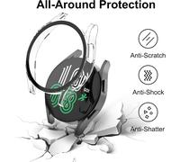 [2 Pezzi Opaco Custodia per Samsung Galaxy Watch 4 44mm Pellicola Protettiva,Rigida PC Vetro Temperato Cover Anti-Graffio Schermo Protezione Cover per Galaxy Watch 4 (Argento/Oro Rosa)