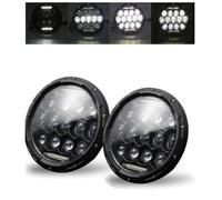 2 Phares Avant à LED Rond 75W 12V 24V 7 pouces 3550 lm Feux de Route + Feux de Croisement + Feu Diurne DRL Blanc Voiture 4x4 VTT