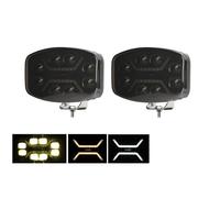 2 Phares de Travail 12V 24V 46W LED Cabochon Fumée Projecteur Longue Portée Blanc Jaune + Feu DRL Orange / Blanc E9 R10, R148, R149