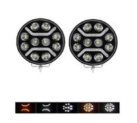 2 Phares de Travail Auxiliare Longue Portée + Feu de Position Orange Blanc LED 11000 Lm 12V 24V 125W - Camion Poids Lourds VTT 4x4