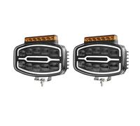 2 Phares de Travail Auxiliares LED 55W 12V 24V 1400 LM Projecteurs Longue Portée + Feu de Position Orange/Blanc + Gyrophare Orange Homologation ECE E9 R10 R148 R149 R65 Camion Poids Lourds VTT 4x4