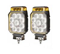 2 Phares de Travail LED + Gyrophare LED 12V 24V 10W Faisceau Flood Blanc Feu de Recul Feu Antibrouillard + Feu de Pénétration Stobo
