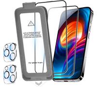 2 Pi¿¿ces Verre Tremp¿¿ compatible avec iPhone 16 Pro + Cam¿¿ra Arri¿¿re Protecteur, [Couverture Compl¿¿te Protection ¿¿cran], D¿¿poussi¿¿rage Automatique, Anti-Empreinte