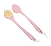 2 pi è ces poign é e brosse de bain cheveux doux Massage du corps nettoyage brosse de douche exfoliante pour usage de salle de bain à domicile plastique 36x5x5 cm plusieurs couleur (Rose)