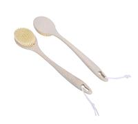 2 pi è ces poign é e brosse de bain cheveux doux Massage du corps nettoyage brosse de douche exfoliante pour usage de salle de bain à domicile plastique 36x5x5 cm plusieurs couleur (Beige nordique)