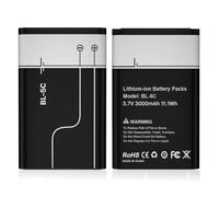 2 Pièce 3000mAh 3,7V BL-5C Batterie Rechargeable Compatible avec Nokia Radio 6230 6330 6263 6267 6270 6555 6600 6630 6670 6680 6681 6682 6820