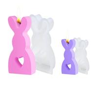 2 Pièce 3D Silicone Lapin Moule de Bougie, Yvmew Pâques Lapin Moule à Bougie, Moule à Lapin Savon, Moule Créatif 3D pour la Fabrication de Bougies, Moule de Pâques en Silicone