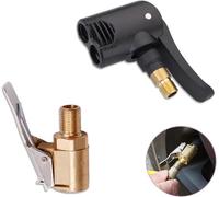 2 Pièce Adaptateur de Valve de Pneu, Mandrin Pneumatique Verrouillable 2 En 1,Pompe de Embout Laiton Gonflage Valve Pince