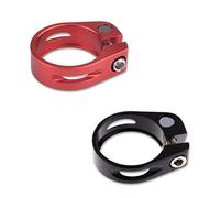 2 Piece Aluminium Alloy Bicycle Saddle Clamp Clamp Tube Seat Attachment for MTB Seatpost (Black, Red, 34.9 mm)