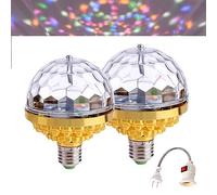 2 Pièce Ampoule de Disco Rotative, Boule a Facette LED Colorée, Boule Magique Rotative Colorée, Jeux de Ambiance pour Fete, Danse, Musicale, Disco [Classe énergétique A+++]