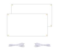 2 Pièce Banderole Personnalisée,Grandes Bannières Vierges Blanche, 180x100 cm, Banniere Vierge a Peindre avec Corde de Suspension 6m, pour Extérieur Intérieur Affichage des Activités de Bricolage