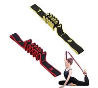 2 Pièce Bandes élastiques de Yoga, Bandes élastiques de Résistance, Bandes D'entraînement de Gymnastique, Bandes d'exercice Réglables avec Plusieurs Anneaux, pour Le Fitness(Rouge+Jaune)