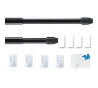 2 Pièce Barre a Rideaux Extensible Tringle Rideau Réglable Barres de Vitrage Métal/Plastique pour Maison Fenêtre et de Crochets Rideau Adhésive,Noir(50-85CM)