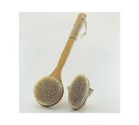 2-piece bath brush with dry cleaning or wet brush, natural bristles shower brush for exfoliating, stimulating blood circulation, massaging the skin an