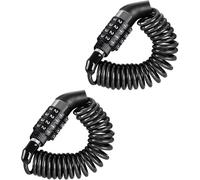 2 Piece Bicycle Lock With 4 Digit Combination Lock,150 Cm Long Cable Anti-Theft Cable Chain For Bikes,Motorcycles,Strollers,Helmets (Black)