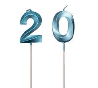 2 Piece Birthday Candles, Numbers 2 and 0 3D Blue Birthday Candles, Birthday Candles, Cake Decorations, Birthday Decoration Candles, Numbers 20