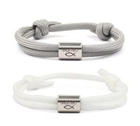 2 Pièce Bracelet Paracorde 2mm et Argent 925, Bracelet magnétique pour homme - Bracelet corde pour homme, Bijou Homme ou Femme Ajustable