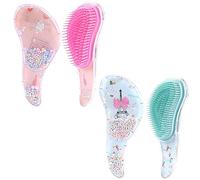 2 Pièce Brosse Stitch, Brosse Démêlante Bébé Enfant Angel, Brosse À Cheveux Démêlante Format Mini, pour les Enfants et Les Adultes la Plupart des Coiffures-Manche Ergonomique en S