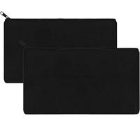 2 Piece Canvas Makeup Bag, Blank Pencil Cases, Multifunctional Zippered Travel Bag, Handmade Diy, Women's Make-Up Bag, Maistress Pouch, Jewellery Case, Folder (Black)